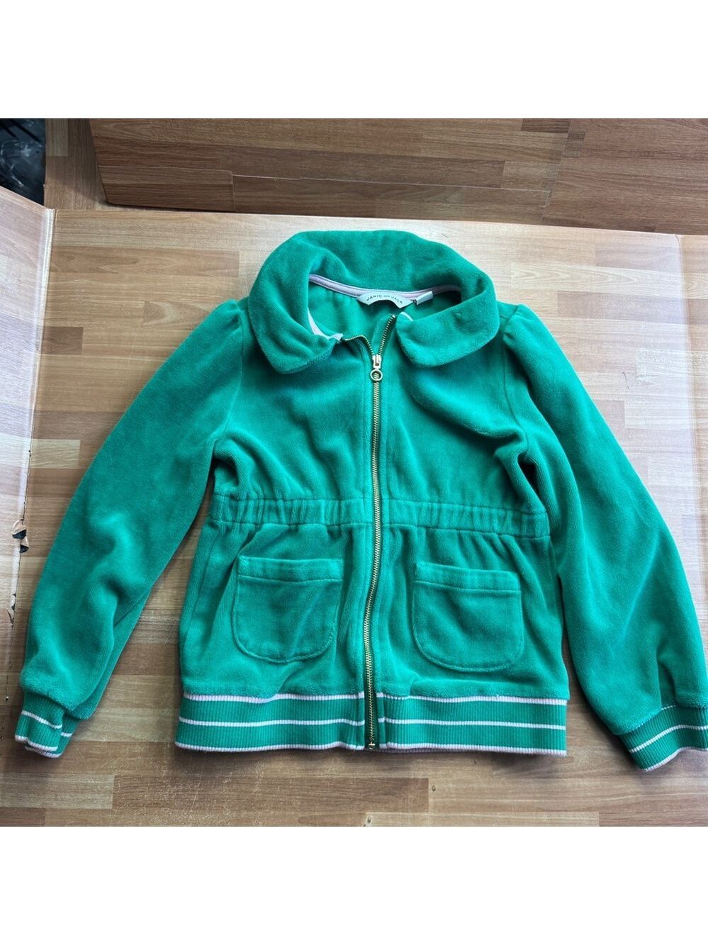 Janie & Jack green jacket, zip up, size 5/6, terry cloth